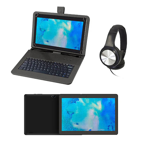 Supersonic 10.1" Tablet with Keyboard Case and Headphones Black FN