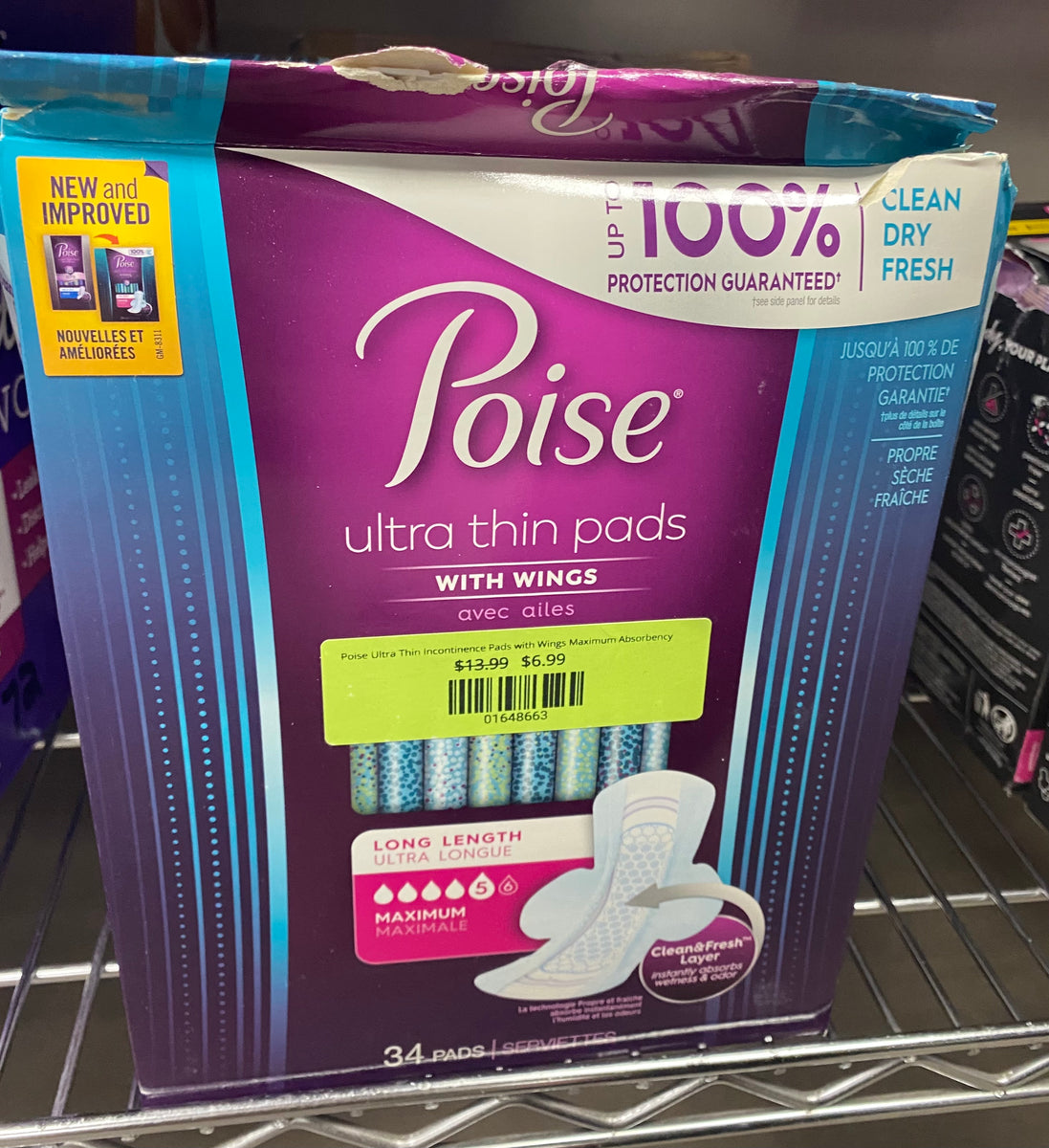 Poise Ultra Thin Incontinence Pads with Wings Maximum Absorbency FN