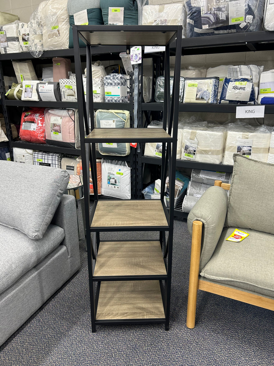 Metal X Tower with Wood Shelves Driftwood FN Bargains Discount Store