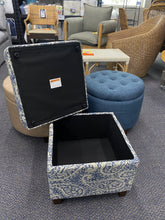 Load image into Gallery viewer, Cole Classics Square Storage Ottoman with Lift Off Top Blue/Gray Paisley
