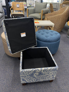 Cole Classics Square Storage Ottoman with Lift Off Top Blue/Gray Paisley