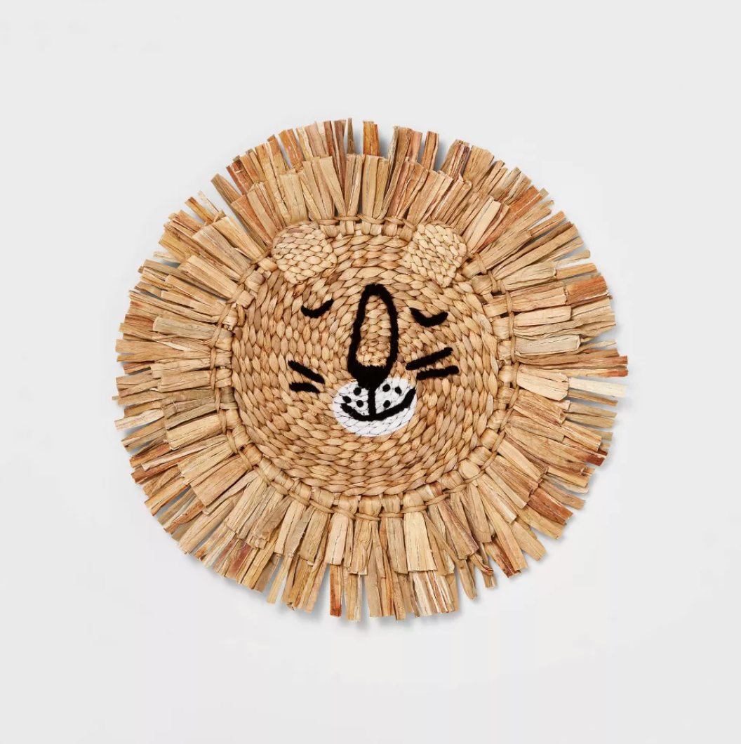 Water Hyacinth Lion Head Kids' Wall Décor Natural FN Bargains