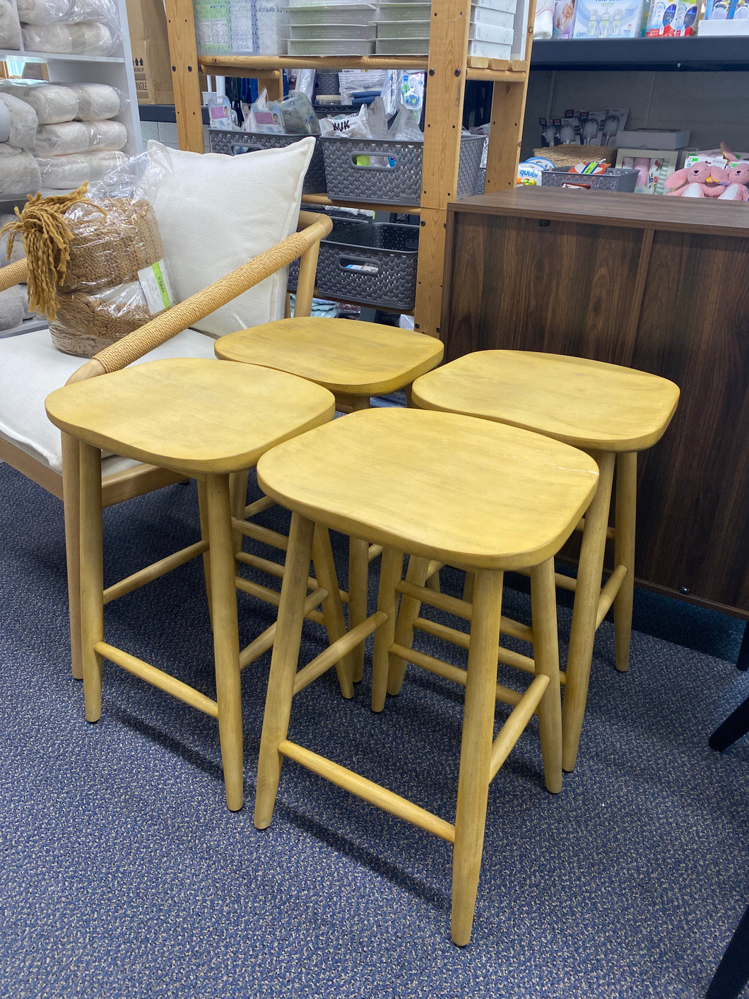 Set of 4 Haddonfield All Wood Backless Counter Height Barstools - Natural *SEE DESCRIPTION*