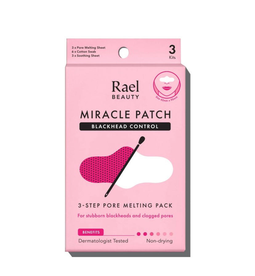 Rael Miracle Patch Blackhead Control 3-Step Pore Melting Nose Strips Pack - 3ct