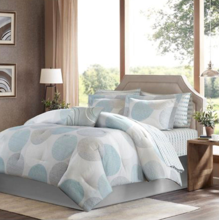 7pc Cabrillo Complete Comforter & Sheet Set Twin (Aqua)
