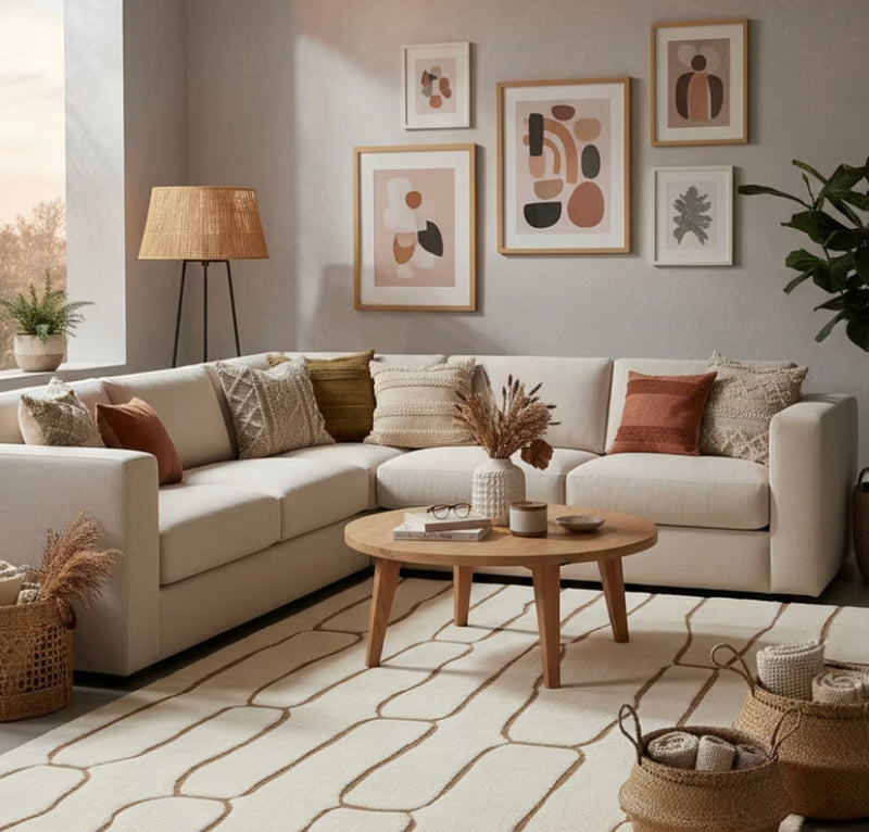 Nazco Abstract New Zealand Wool Rug Cream 6' x 9'