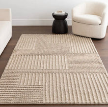 Load image into Gallery viewer, 5 x 8 Dorene Contemporary High-Low Striped Wool Area Rug
