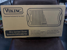 Load image into Gallery viewer, Viking Cast Iron 2 Burner 20 in. Reversible Grill/Griddle Pan
