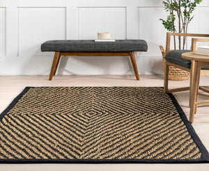 Meara Geometric Striped Seagrass Area Rug 4'10" x 8'