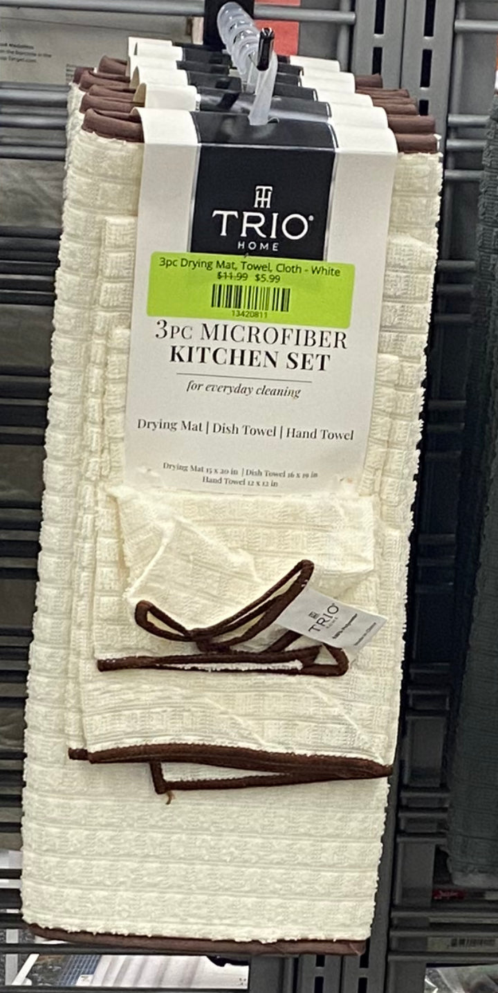 3pc Drying Mat, Towel, Cloth - Off White