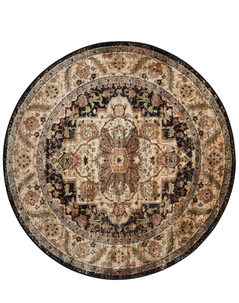 5’3 x 5’3 Nourison Delano Black Round Area Rug DEL05
