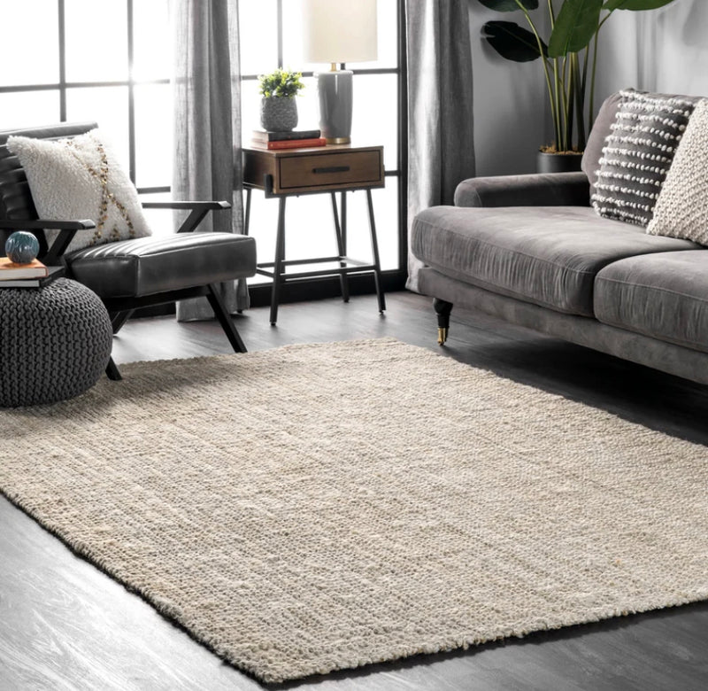 Ashli Solid Jute Area Rug Bleached 9'x11'