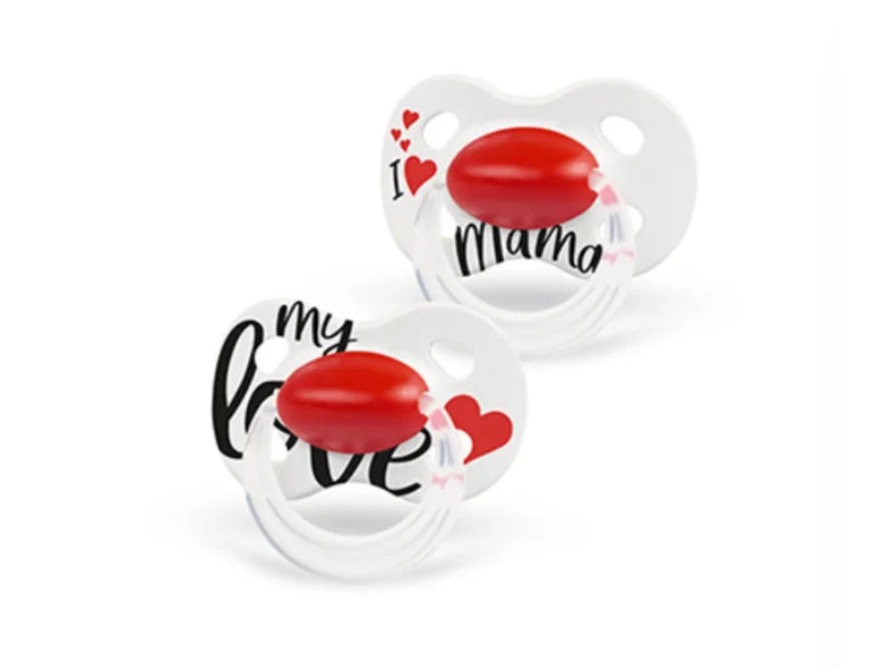 2pk Pacifier 0-6 Months Glow In Dark - Love