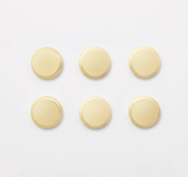 6pk Round Metal Soft Gold Magnets