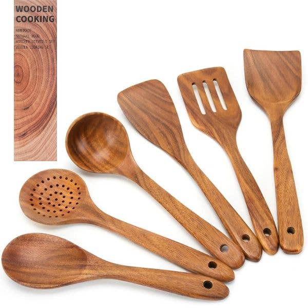Natural Wood Cooking Set - 6PC