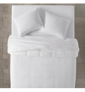 Full/Queen Textured Chambray Cotton Comforter & Sham Set White