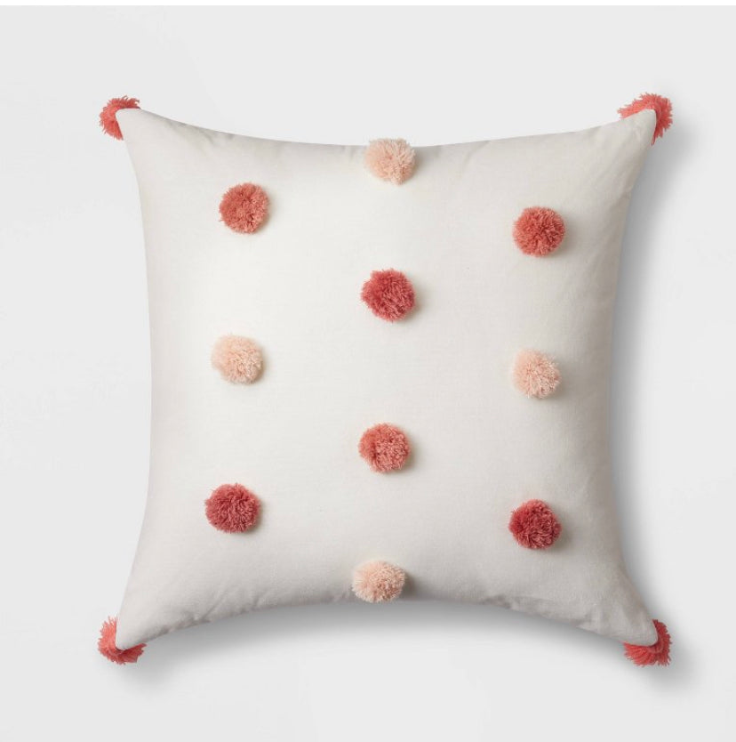 Square Tassel Throw Pillow - Pink