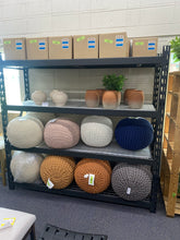 Load image into Gallery viewer, Bruges Knit Cotton Solid Round Filled Ottoman Pouf - Orange
