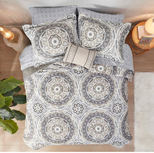 9pc Bed-in-a-Bag Taupe Nepal Medallion Comforter Set - Full