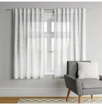 Load image into Gallery viewer, 84&quot;x54&quot; Striation Herringbone Light Filtering Window Curtain Panel Cream/Blue
