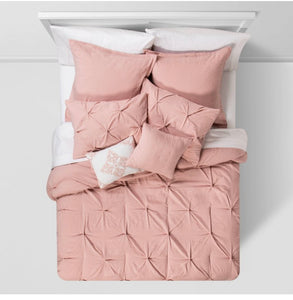 Queen 8pc Montvale Pinch Pleat Comforter Set - Blush