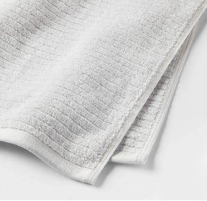 2pk Quick Dry Ribbed Bath Towel Set - Light Gray