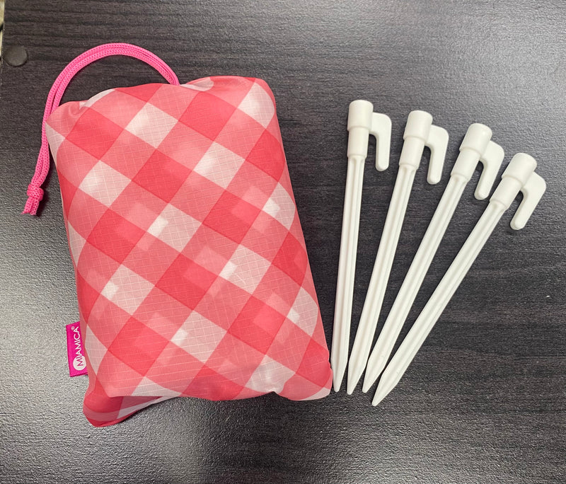 Portable Outdoor Blanket w/Stakes - Red Gingham