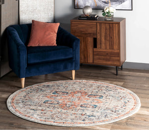 5’ Round Janessa Croix Medallion Area Rug