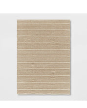 Load image into Gallery viewer, 7 x 10 Textured Tonal Stripe Outdoor Rug Tan
