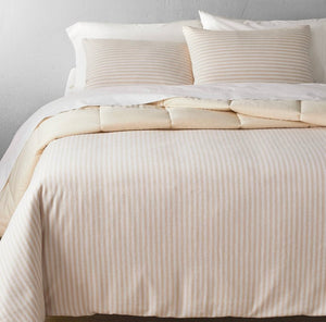Full/Queen Heavyweight Linen Blend Stripe Comforter & Sham Set Natural