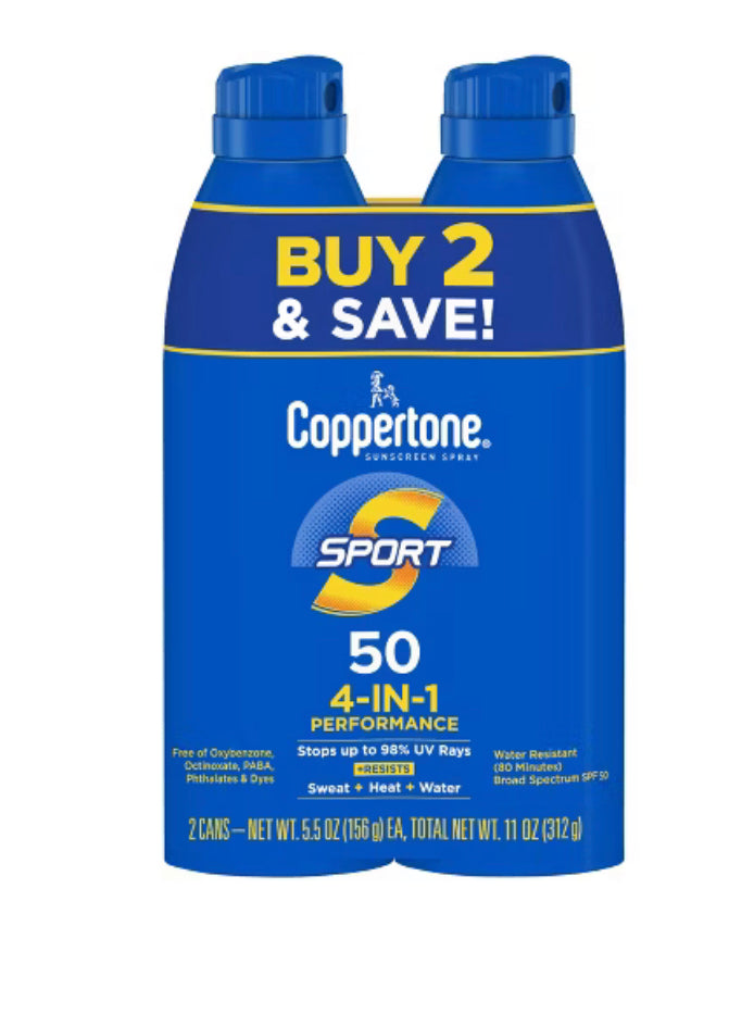 Coppertone Sport Sunscreen Spray - SPF 50 - Twin Pack
