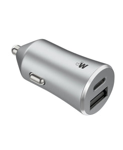 Just Wireless 3.4A Dual Port USB-a and USB-C Car Charger - Gray