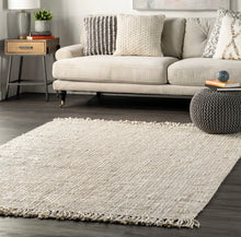 Load image into Gallery viewer, Daniela Farmhouse Chunky Jute Area Rug White 3&#39; x 5&#39;
