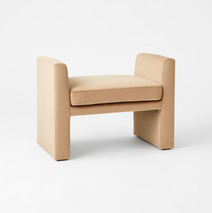Vernon Upholstered Barrel Accent Chair & Ottoman - Light Brown Velvet
