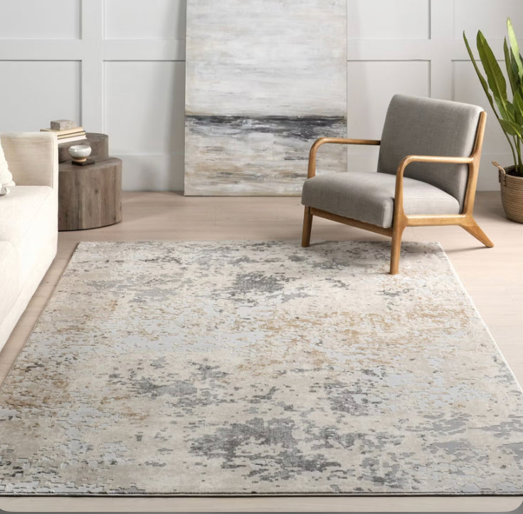 Chastin Modern Abstract Area Rug Beige 4' x 6'
