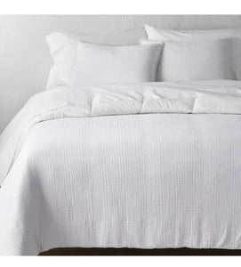 Full/Queen Textured Chambray Cotton Comforter & Sham Set White