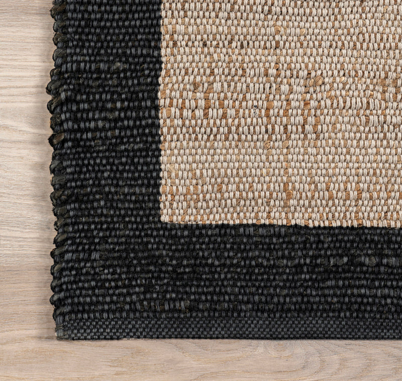 Bronwyn Farmhouse Bordered Jute Blend Area Rug Blue 8'x10'