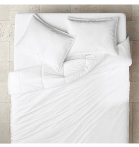 Full/Queen Heavyweight Linen Blend Comforter & Sham Set White