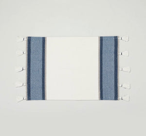 20" x 32" Color Block Stripe Tassels Bath Rug Faded Blue/White - H & H Magnolia
