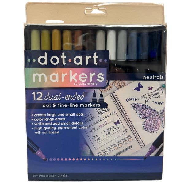 Dot-Art Marker Set - 12Pack Dual Head Dot & Fine Line