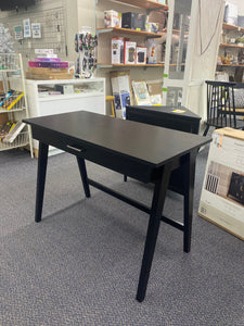 Paulo Wood Writing Desk with Drawer - Black