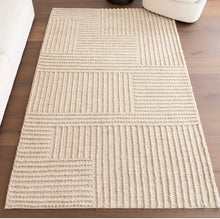 Load image into Gallery viewer, 5 x 8 Dorene Contemporary High-Low Striped Wool Area Rug
