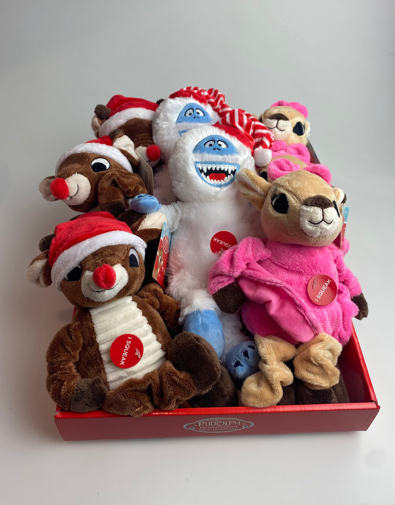 Rudolph the Red Nosed Reindeer & Friends 11in Dog Toys with Squeaker