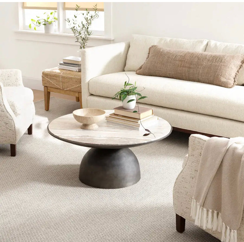 Honeycomb Ivory/Grey Woven Wool Rug 8x10 Gray