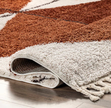 Load image into Gallery viewer, Kali Shaggy Diamond Tassel Area Rug Rust 8' 10" x 12'

