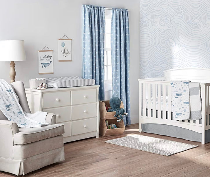 Lush Baby Decor 52”x84” Seaside Blue Starfish 1 Curtain Blackout Panel