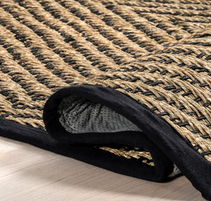 Meara Geometric Striped Seagrass Area Rug 4'10" x 8'