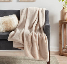 Load image into Gallery viewer, Faux Rabbit Fur Reversible Throw Blanket Neutral
