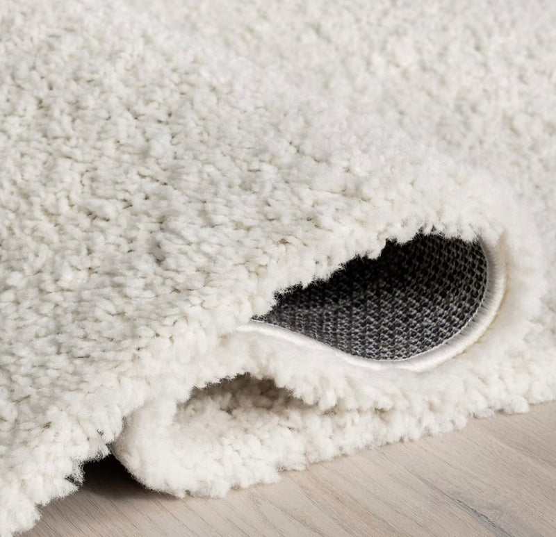 Marleen Plush Shag Area Rug Square White 8'x8'