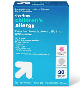 Children's Dye-Free Loratadine Allergy Relief Chewable Tablets - Bubblegum - 30ct